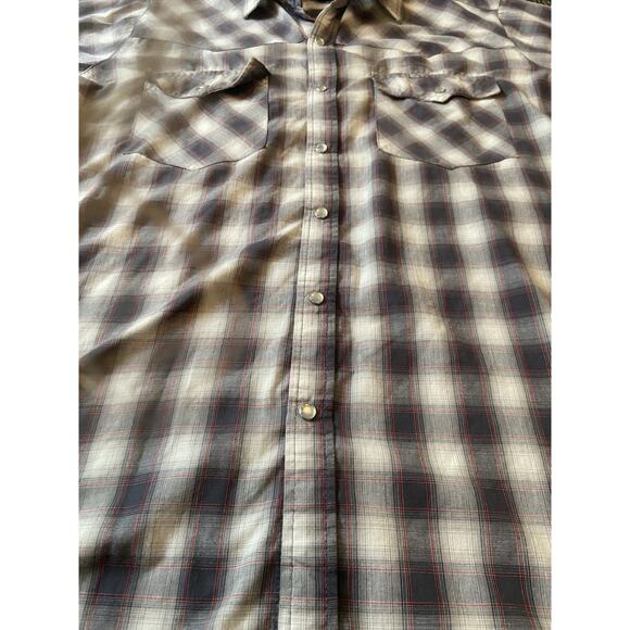 Canyon Guide Outfitters shirt Mens Large Plaid Western Pearl Snap gray red - Picture 4 of 10